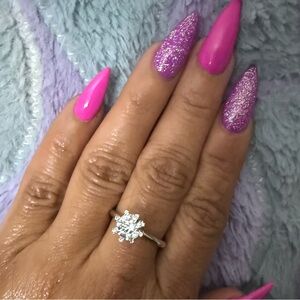 Jacmel Mauritius JCM Sterling Silver CZ Snowflake Halo Engagement Ring Size 9.5